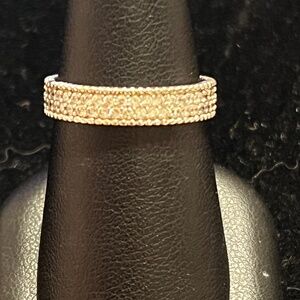 Elegant 925 Sterling Silver Band Ring with Pave Set Diamonds
